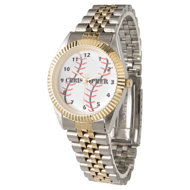 Personalisiertes Baseball-Design Armbanduhr (Schrägansicht)
