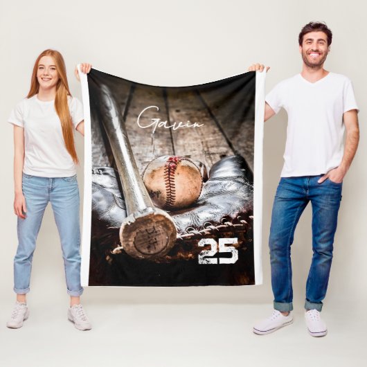 Personalisiertes Baseball Fleece Blanket Großes Cu (Beispiel)