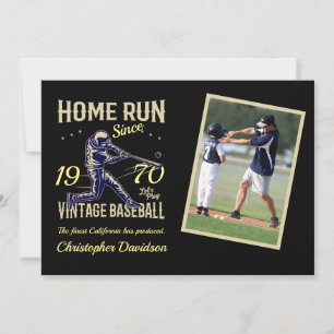 Personalisiertes Baseball-Foto Jahr Name Geburtsta Einladung