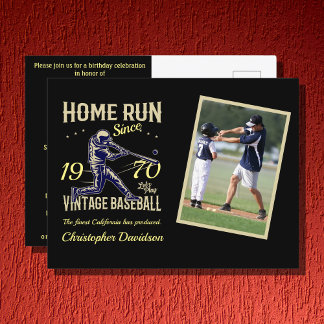 Personalisiertes Baseball-Foto Jahr Name Geburtsta Einladungspostkarte