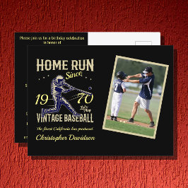 Personalisiertes Baseball-Foto Jahr Name Geburtsta Einladungspostkarte