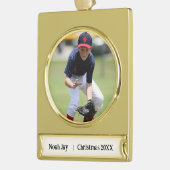 Personalisiertes Baseball-Foto-Ornament - Goldtepp Banner-Ornament Gold (Links)