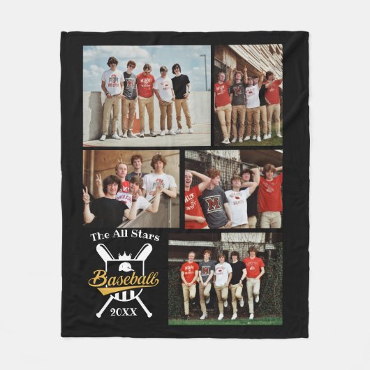 Personalisiertes Baseball-Fotocollage-Team # Fleecedecke (Vorderseite)