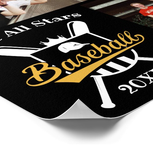 Personalisiertes Baseball-Fotocollage-Team # Poster (Ecke)