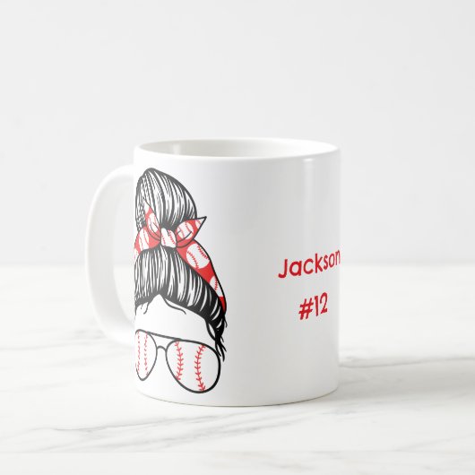 Personalisiertes Baseball-Mama-Geschenk Kaffeetasse (Vorderseite Links)