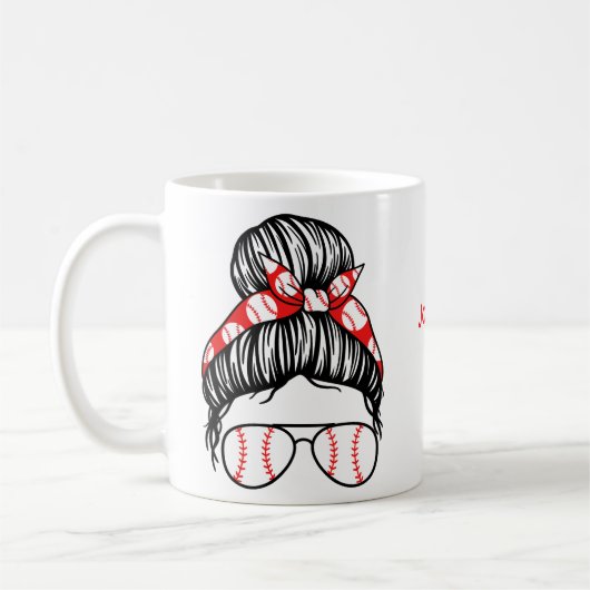 Personalisiertes Baseball-Mama-Geschenk Kaffeetasse (Links)