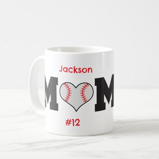 Personalisiertes Baseball-Mama-Geschenk Kaffeetasse (Vorderseite Links)
