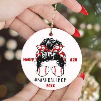 Personalisiertes Baseball-Mom-Spieler-Name-Trikot- Keramik Ornament