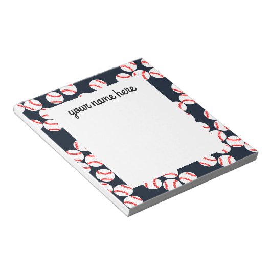 Personalisiertes Baseball-Notepad Notizblock (angewinkelt)
