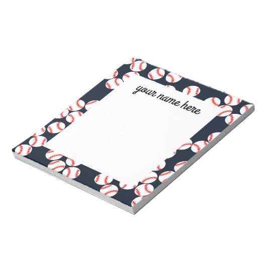 Personalisiertes Baseball-Notepad Notizblock (Rotiert)