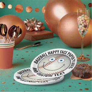 Personalisiertes Baseball Party BLAUE EYES Happy F Pappteller