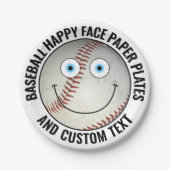 Personalisiertes Baseball Party BLAUE EYES Happy F Pappteller (Vorderseite)