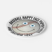 Personalisiertes Baseball Party BLAUE EYES Happy F Pappteller (Schrägansicht)