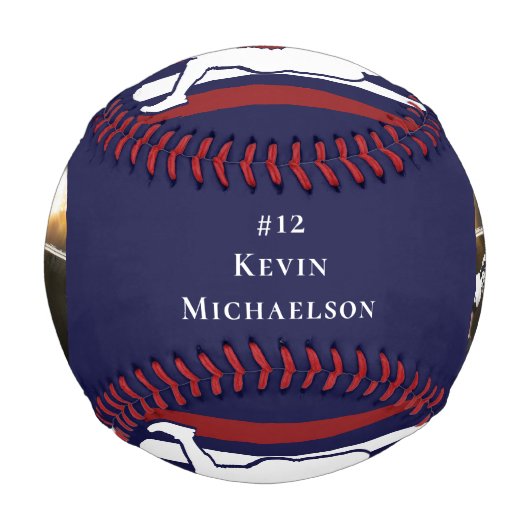 Personalisiertes Baseball-Player-Foto Baseball (Rückseite)