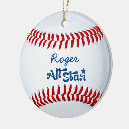 Personalisiertes Baseball-Player-Geschenk Keramik Ornament (Links)