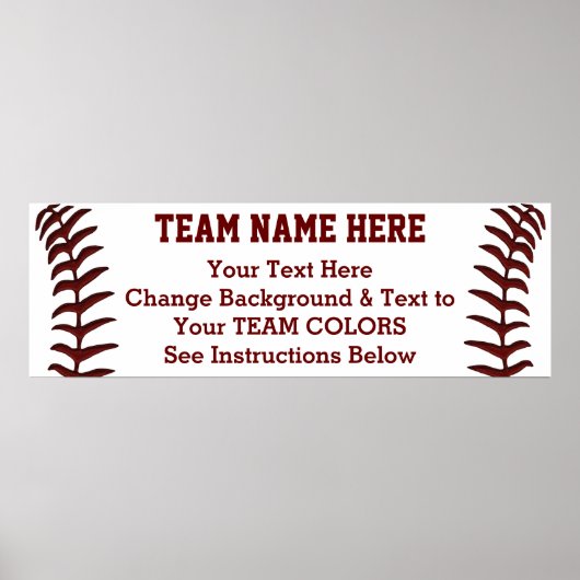 Personalisiertes Baseball-Poster-Banner 36 in X 12 Poster (Vorne)