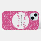 Personalisiertes Baseball-Softball-Muster auf rosa Case-Mate iPhone Hülle (Rückseite (Horizontal))
