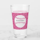 Personalisiertes Baseball-Softball-Muster auf rosa Glas (Rückseite)