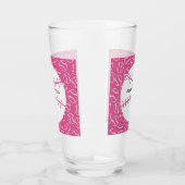 Personalisiertes Baseball-Softball-Muster auf rosa Glas (Links)