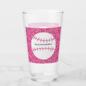 Personalisiertes Baseball-Softball-Muster auf rosa Glas (Vorderseite)