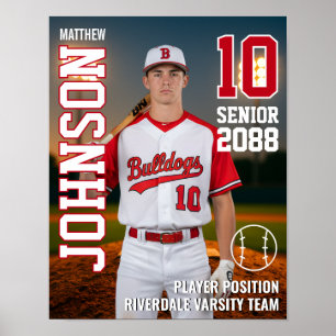 Personalisiertes Baseball-Spieler-Foto Seniorenspo Poster