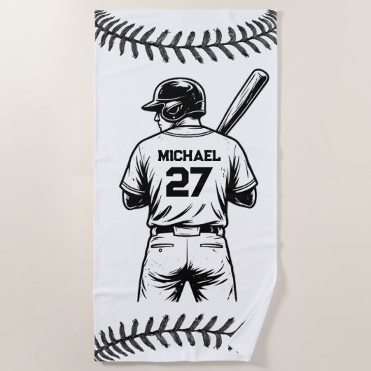Personalisiertes Baseball-Spielernamen-Nummer-Pool Strandtuch (Vorderseite)