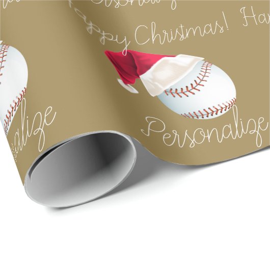 Personalisiertes Baseball Weihnachten Weihnachtsfe Geschenkpapier (Rolleneckpunkt)