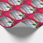 Personalisiertes Baseball-Weihnachtsfest Geschenkpapier (Ecke)
