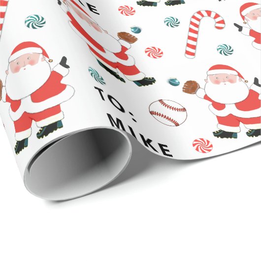 Personalisiertes Baseball-Weihnachtsgeschenk Geschenkpapier (Rolleneckpunkt)