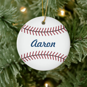 Personalisiertes Baseball-Weihnachtsgeschenk Keramik Ornament
