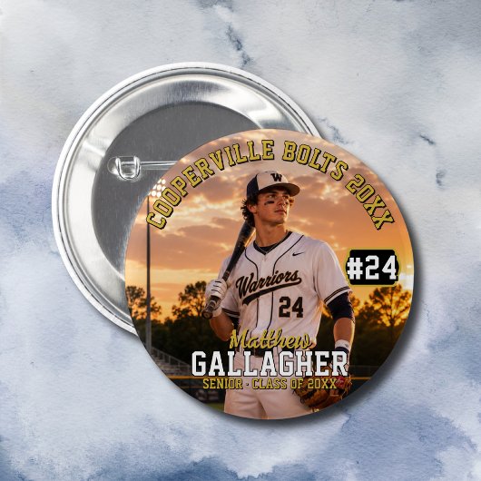 Personalisiertes Baseballspieler-Foto Button