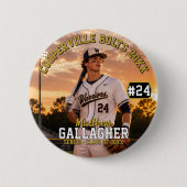 Personalisiertes Baseballspieler-Foto Button (Vorderseite)