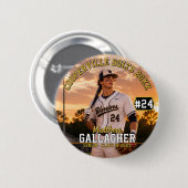 Personalisiertes Baseballspieler-Foto Button (Vorne & Hinten)