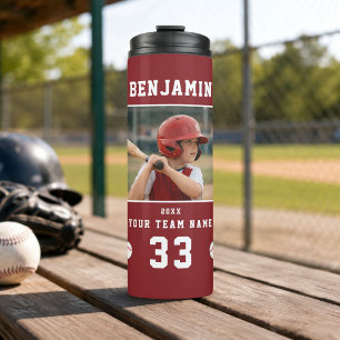 Personalisiertes Baseballspieler-Foto Sport Thermosbecher