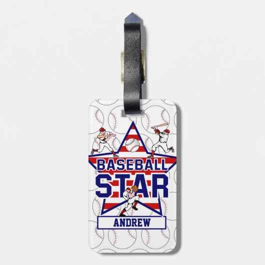 Personalisiertes Baseballsternenbanner - Gepäckanhänger (Rückseite vertikal)
