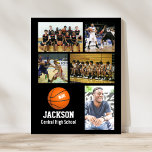 Personalisiertes Basketball-Fotocollage-Team # Poster<br><div class="desc">Dieses personalisierte Basketball Foto Collage Poster enthält Ihre Lieblings-Basketball-Fotos, eine orangefarbene Basketballgrafik mit der Jersey-Nummer Ihres Spielers und zusätzliche Texte wie den Namen Ihres Spielers und/oder den Teamnamen. Dieses Design ist Set vor einer Hintergrundfarbe Ihrer Wahl - klicken Sie einfach auf anpassen und ändern Sie dann die Hintergrundfarbe auf der...</div>