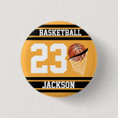 Personalisiertes Basketball Gold und Schwarz Button (Vorderseite)