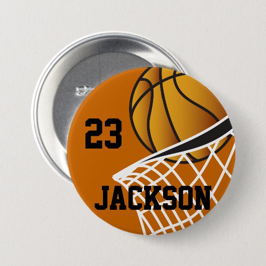 Personalisiertes Basketball-Hoop-Design Button (Vorne & Hinten)