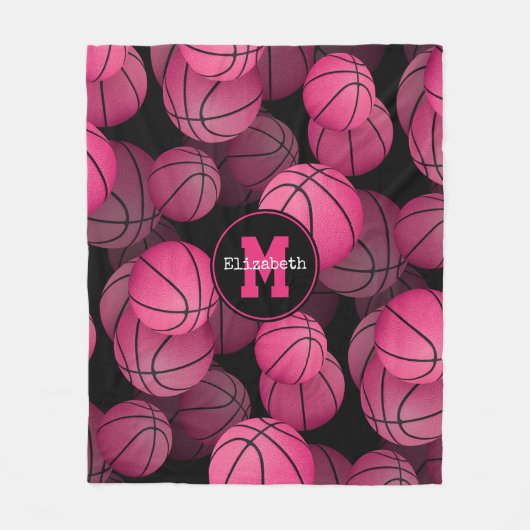 personalisiertes Basketball mit rosa gürteligen Ga Fleecedecke (Vorderseite)