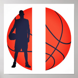 Personalisiertes Basketball-Split-Monogramm Poster