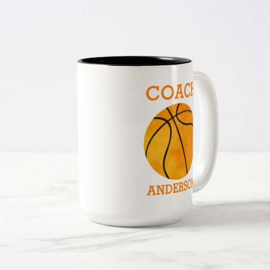 Personalisiertes Basketball-Trainer orange Retro Zweifarbige Tasse (VorderseiteRechts)