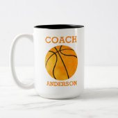 Personalisiertes Basketball-Trainer orange Retro Zweifarbige Tasse (Links)
