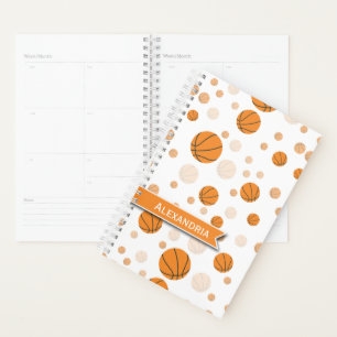 Personalisiertes Basketballmuster auf Weiß Planer