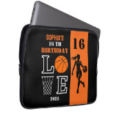 Personalisiertes Basketballspielermädchen, Geburts Laptopschutzhülle (Vorne Rechts)
