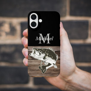Personalisiertes Bass Fishing Monogramm im Freien  iPhone 16 Plus Hülle