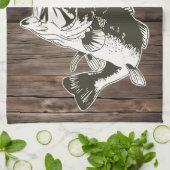 Personalisiertes Bass Fishing Monogramm im Freien  Geschirrtuch (Gefaltet)