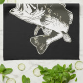 Personalisiertes Bass Fishing Monogramm im Freien  Geschirrtuch (Gefaltet)