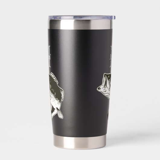 Personalisiertes Bass Fishing Monogramm im Freien Thermobecher (Links)