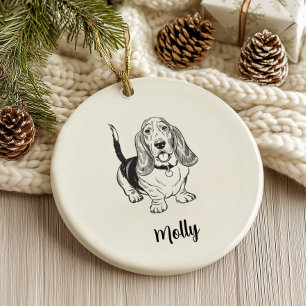 Personalisiertes Basset Hound-Hund-Weihnachten Keramik Ornament