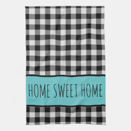 Personalisiertes Bauernhaus Black Buffalo Kariert Geschirrtuch